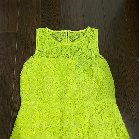 J.CREW Collection Sheath Dress Lace Neon Yellow - Picture 3 of 6